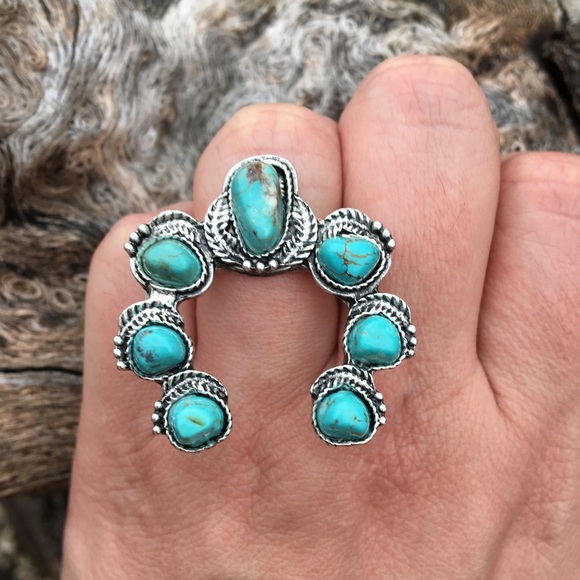 LAST ONE!! Squash Blossom Natural Stone Ring - Picture 3 of 7